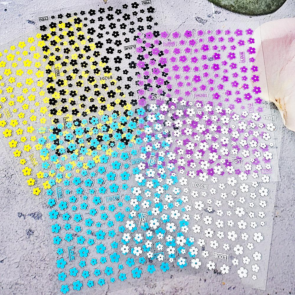 1PC 3D Summer Five Petals Florals Colorful Flowers Nail Stickers Floral Adhesive Sliders Nail Art Decoration For Manicure Decals