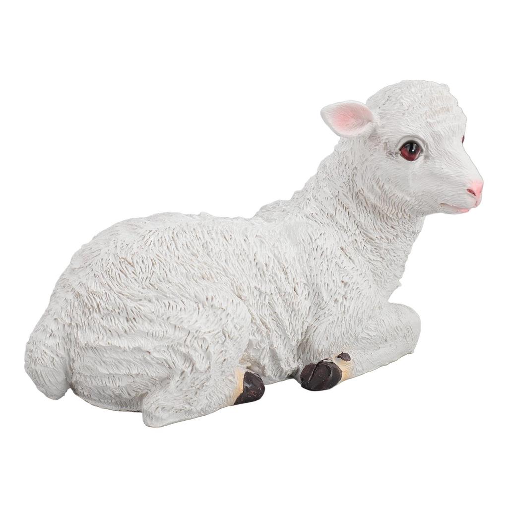 Resin Sheep Ornament Multipurpose Cute Vivid Fine Crafted Waterproof Garden Sheep Statue for Outdoor Indoor