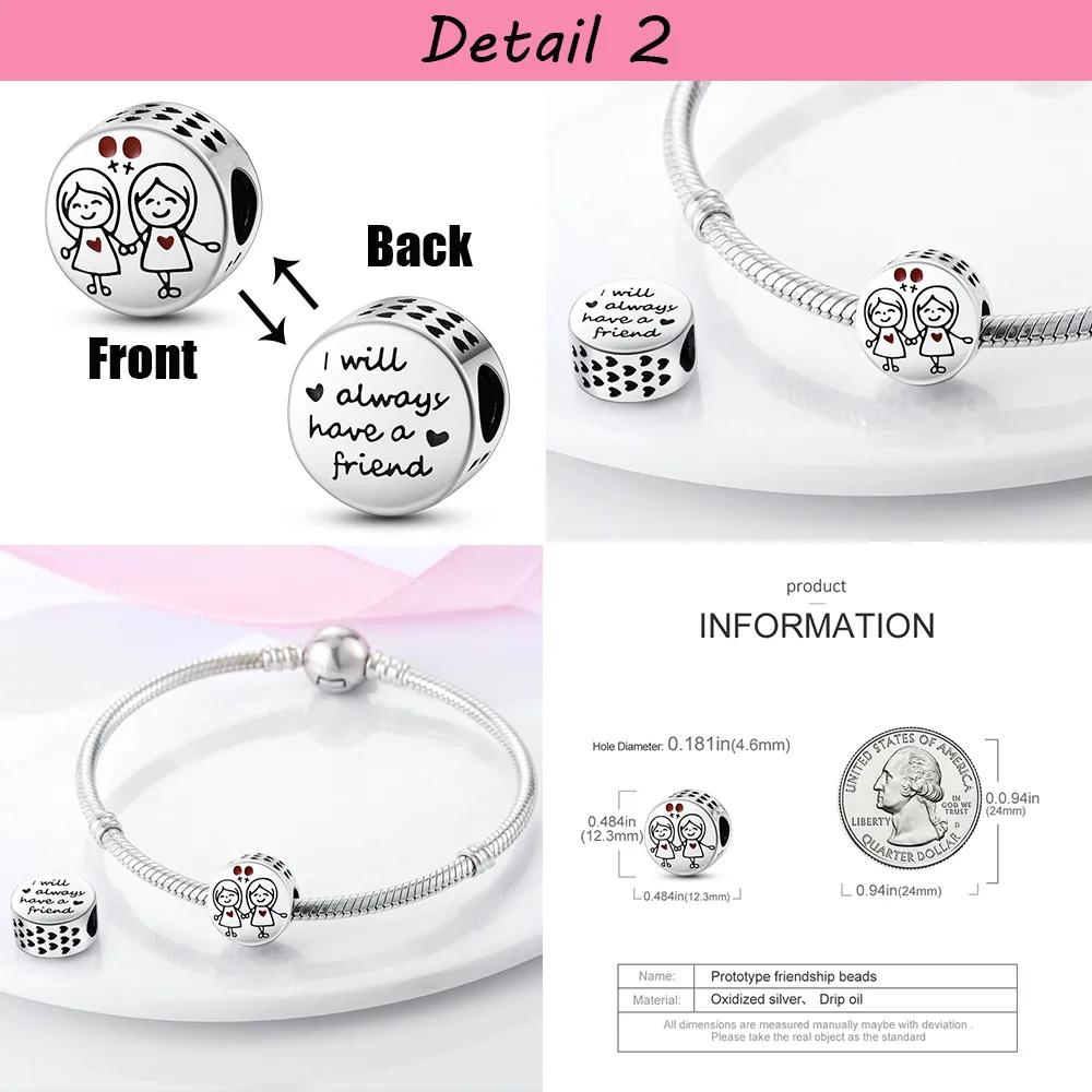 Copper Plated Sister In My Heart Friend Friendship Bead Charm Fit Bangle Bracelet Beads Color Women Jewelry Making Love Gift