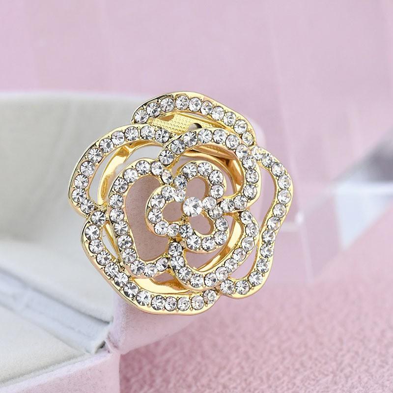 

Silk Scarf Buckle Alloy Rhinestone Dual-use Brooch Shawl Versatile Full Diamond Rose Manufacturer In Stock золотой