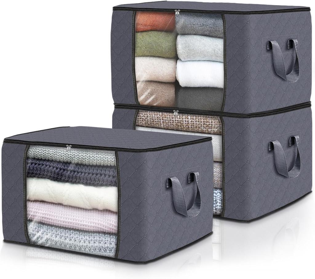 Fab Totes Storage Bags,Clothes Blanket Storage Bins Foldable Closet Organizers with Reinforced Handle for Home Dorm Storage and Organization