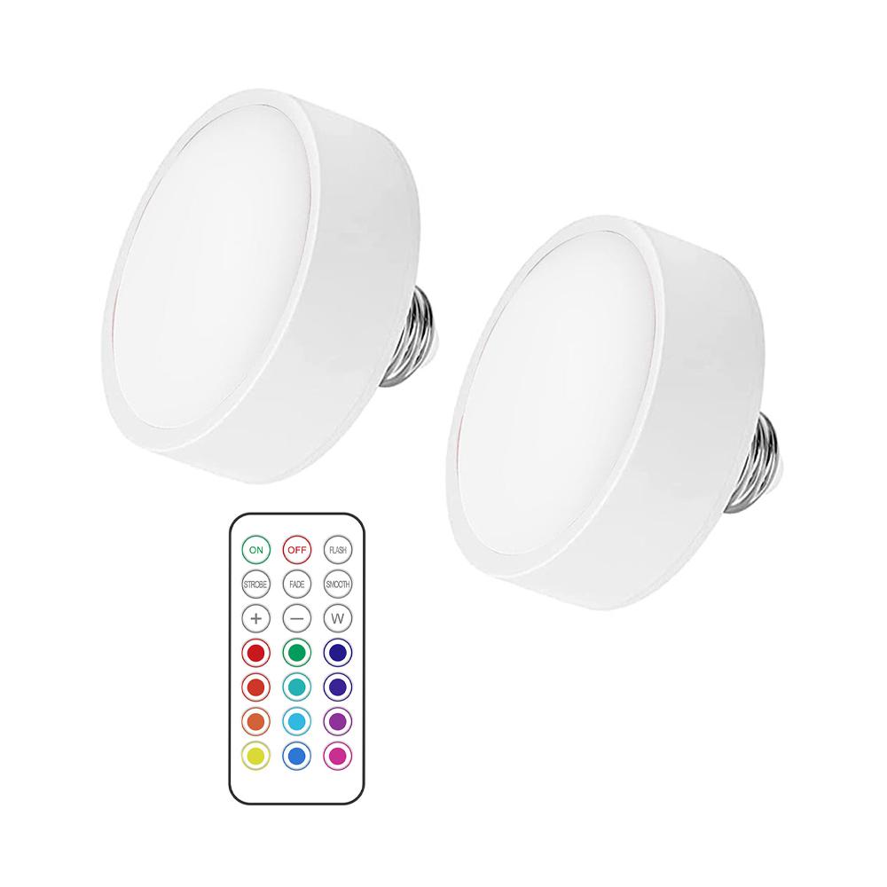 RGB barevné LED světlo Puck, dálkový ovladač, bezdrátová žárovka, nástěnná lampa, závěsné svítidlo, patice AA baterie, E26, E27