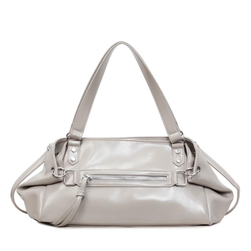 Y2k Style Shoulder Bag Large Capacity Soft Leather Motorcycle Bag With Zipper Pocket Trend Crossbody Bag Women Commuter Handbag