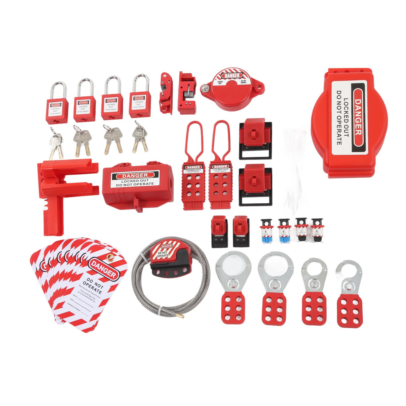 47 Pieces Lockout Tagout Kit Industrial Equipment Safe Locks Electrical Security Padlocks Combination Set ABS + stainless steel latch
