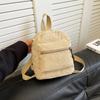 Zipper Double Shoulder Bag Lightweight Daypack Korean Style Corduroy Mini Backpack  Casual Travel