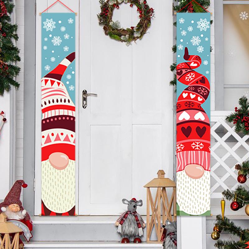 Cross-border new Christmas decorative door curtain creative cartoon faceless old man decoration couplet hanging flag crowning Christmas