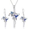 Cross Bird Pendant Earrings Necklace Jewelry Set Female Leaf Wrap Dripping Oil