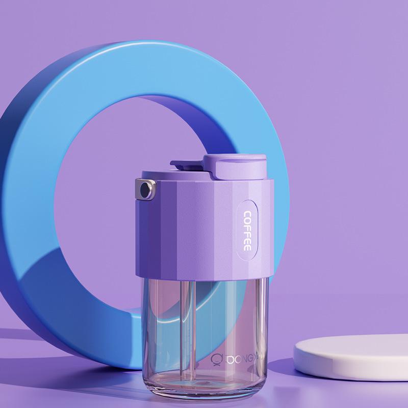 

Летняя милая бутылка для воды, портативная дорожная мини-кружка для кофе, детская студенческая пластиковая бутылка для воды Tritan с соломинкой, бесплатная доставка 400ml фиолетовый