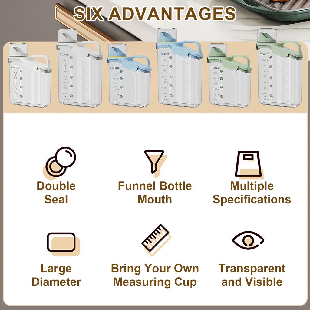 Getreide Aufbewahrungsbox Getreidebehälter Skala Griff Lebensmittel Bohnen Verschlussglas Küche Großes Fassungsvermögen Getreidespender Haferflocken Flasche