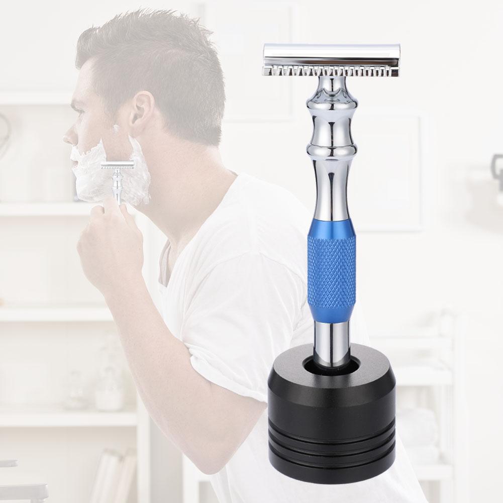 

Мужская бритва Классическая бритва с двойным лезвием и подставка Безопасное бритье (Черная бритвенная основа)