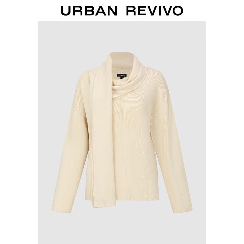 

UR 2025 Winter Minimalist Scarf Collar Knit Sweater M