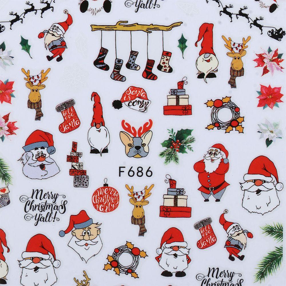Adhesive Cute Snowman Nail Stickers Snowflake Elk Christmas
