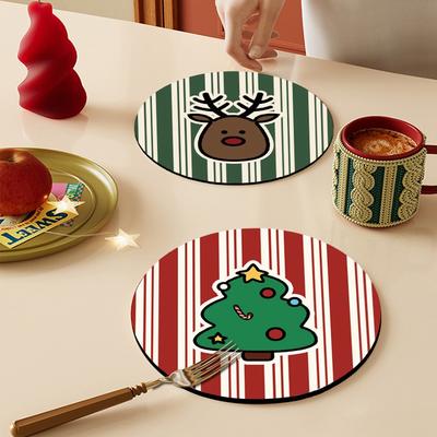 Christmas Coaster Christmas Decoration 2025 Cup Placemat Kitchen Desk Accessorie Heat Insulation Pad Cup Pad Decoration