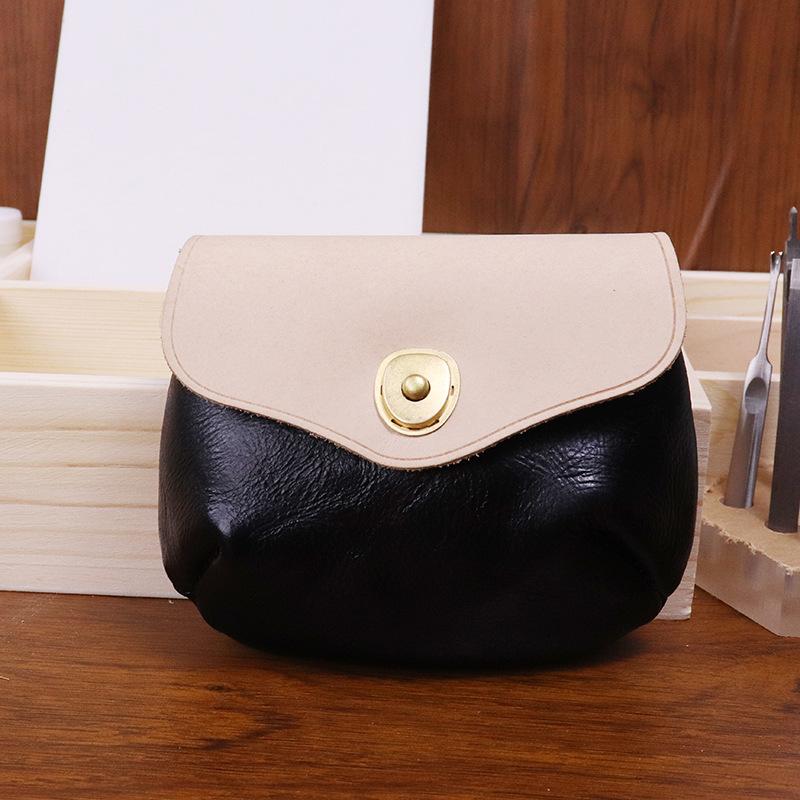 

Vegetable Tanned Cowhide Color Blocked Bluetooth Earphone Bag Card Bag Nylon Rope Adjustable Neck Hanging Storage Small Bag Key Bag чёрный