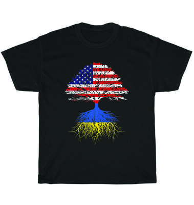 Ukrainian Roots American Grown Ukraine US Flag Pride Patriotic T-shirt Unisex
