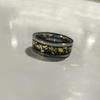 18K Gold Foil Inlaid 8mm Wide Men's Silver Tungsten Ring