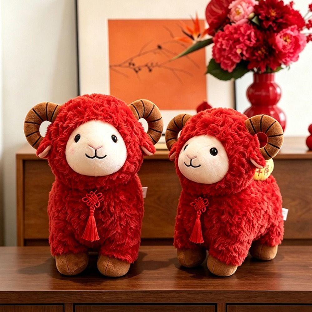 Curly Wool Plush Sheep Toy Soft Fabric Fluffy Mascot Plush Soft Lamb Stuffed Doll Home Decoration