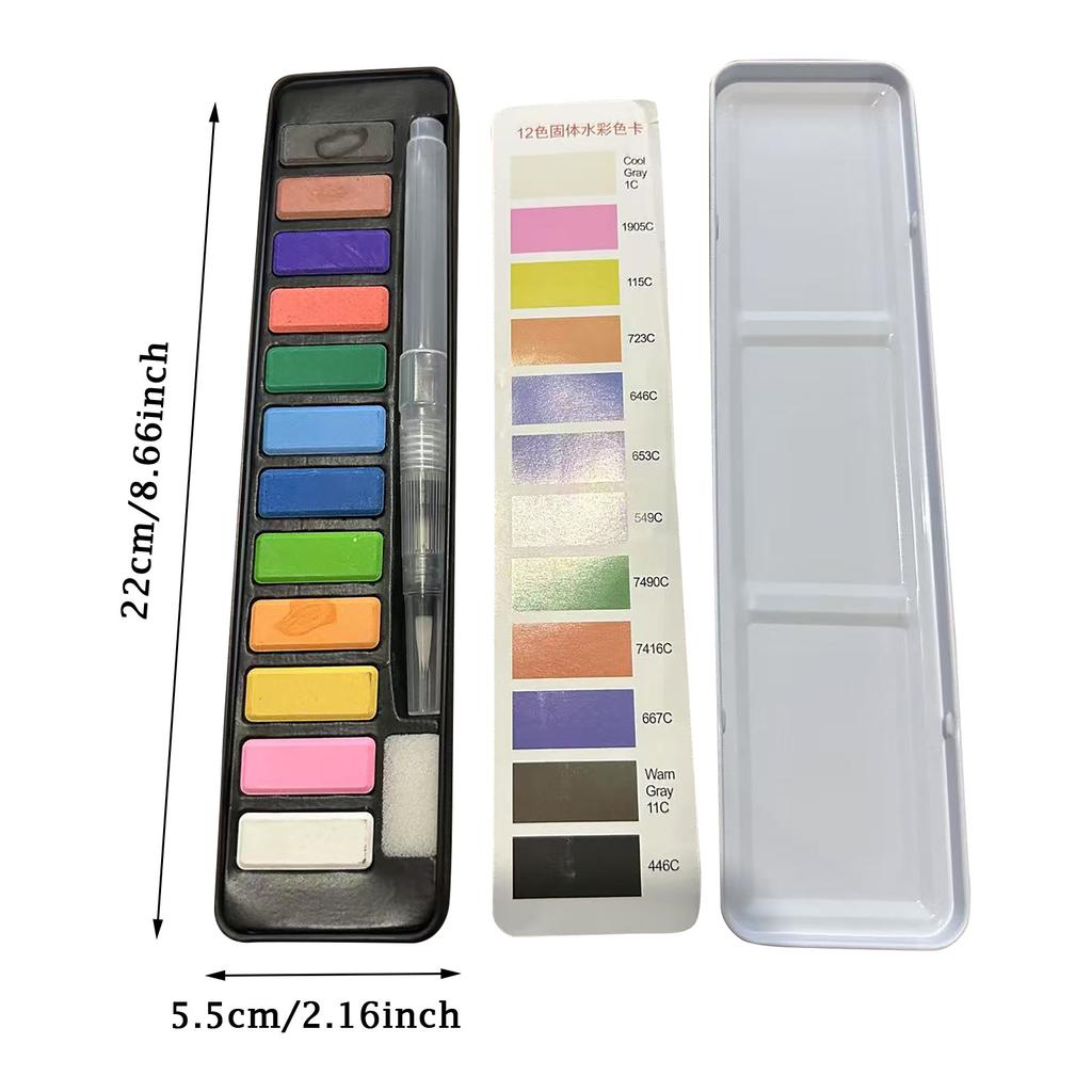 Mini Watercolor Paint Set Box Portable Lightweight Travel-Sized Moisturizing Palette for Painting and Sketching