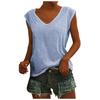 Women's Casual V-Neck Loose Fit T-Shirt Solid Color Cap Sleeve Blouse Tank Tops