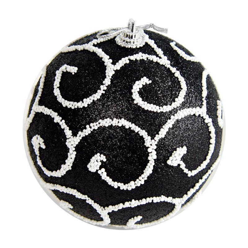 Schwarzes und Silbernes Schaumstoff-Weihnachtsbaumschmuck-Set - 8cm Bemalte Kugel & 10cm Klebedekorationen
