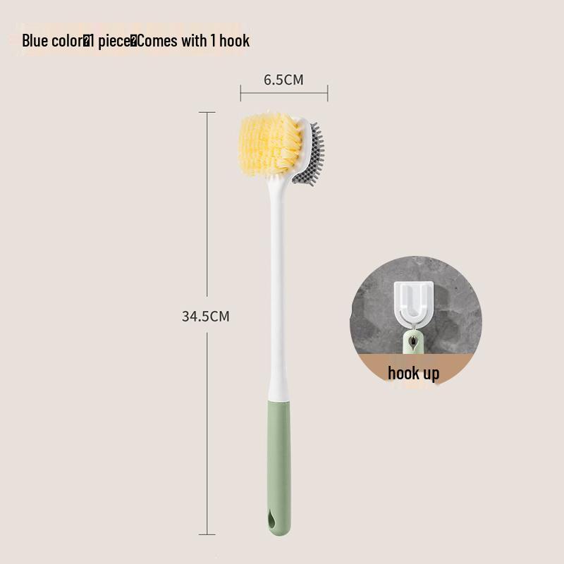 Long-Handled Double-Sided Soft Bristle Foot and Back Scrubber with Exfoliating Grinder for Bathroom.