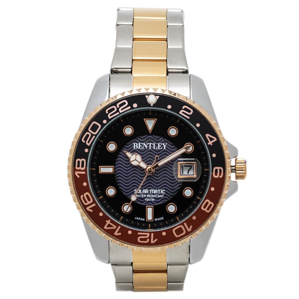 Analog Solar Waterproof Watch with Metal Band Bentley Rose Gold Gold [Klefer] Men's BT-AM388-RDT