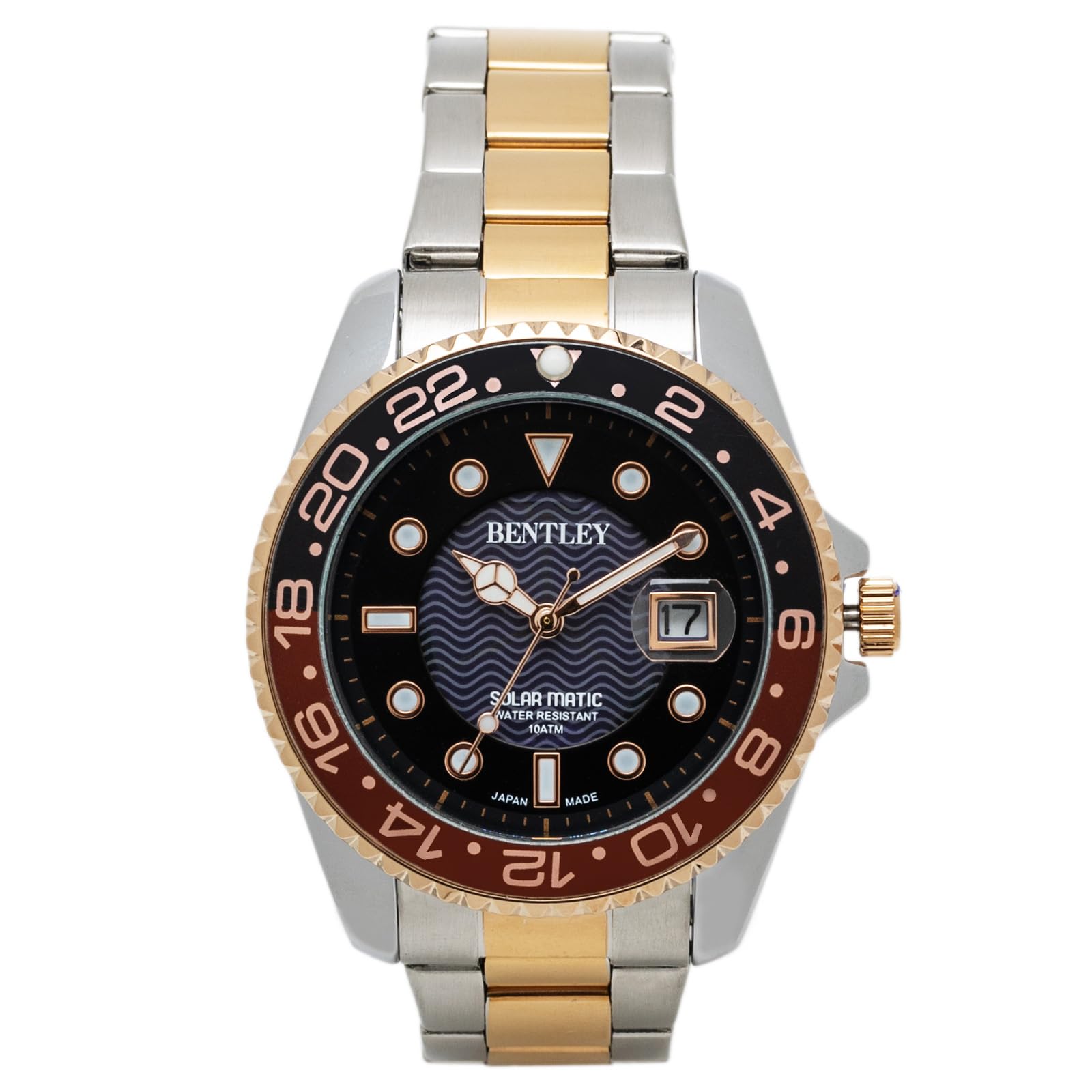 

Analog Solar Waterproof Watch with Metal Band Bentley Rose Gold Gold [Klefer] Men s BT-AM388-RDT