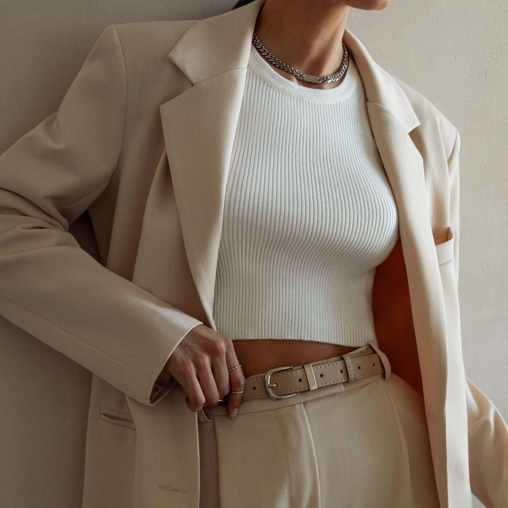 Damen T-Shirt mit V-Ausschnitt, ärmellos, Streifenmuster, für Damen, T-Shirt, Street-Strickmode