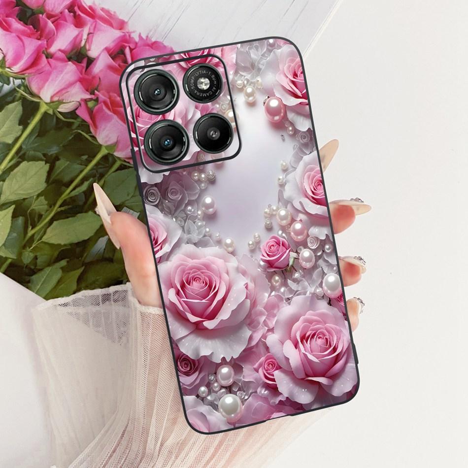 For Motorola Moto G17 Cute Flower Butterfly Cat Painted Case For Motorola MotoG17 G17 Power Black Silicone Soft Phone Cases