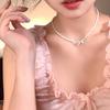 Millet beads pearl bow necklace women's niche high-end clavicle chain new temperament accessories
