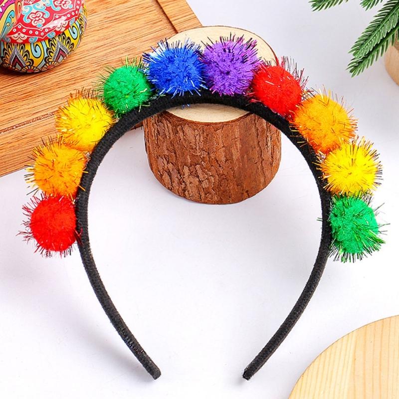 Colorful Mardi Gras Headband Features Green Yellow Colorful Charm Headwear for Prom and Party Comfortable