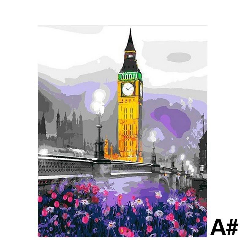 1Pc Paris Eiffel Tower Scenery Series DIY Oil Painting By Number Paint Drawing Coloring Number On Canvas Handmade