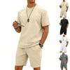 Conjunto de Dos Piezas para Hombre de Verano Casual Deportivo Jacquard Cuadros Manga Corta Pantalones Cortos
