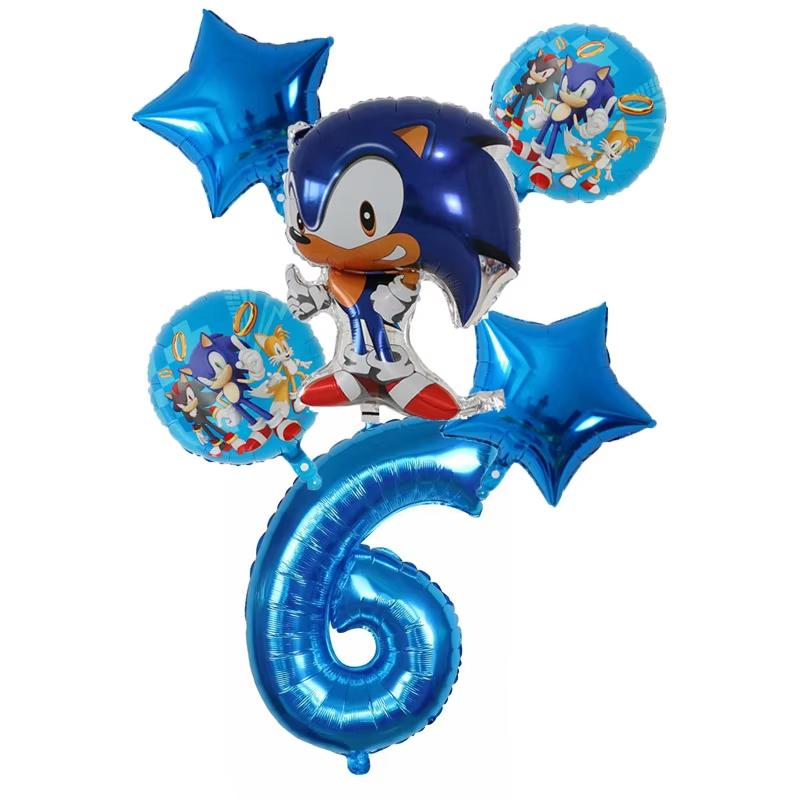 6Pcs Cartoon Hedgehog Balloons Sonic Theme Birthday Party Decoration Balloons For Boys Children Baby Bath Toys