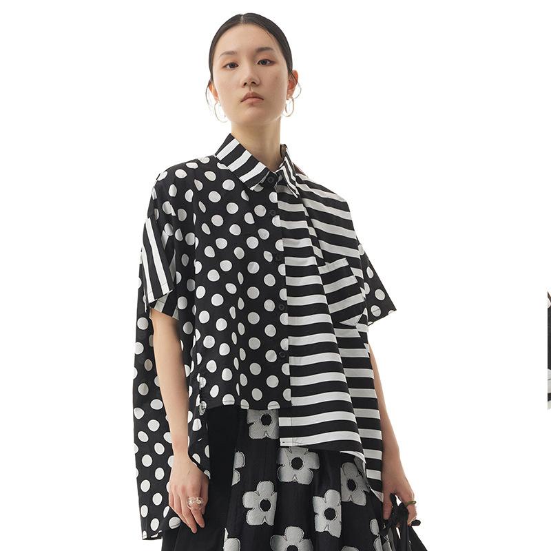 

XITAO полосатая модная женская рубашка повседневный свободный топ WMD5222 One Size чёрный