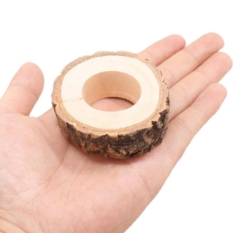6-30PCS Rustic Wooden Napkin Rings Handmade Bark Log Craft Table Decoration for Wedding Dinner Party and Home Decor Accessories