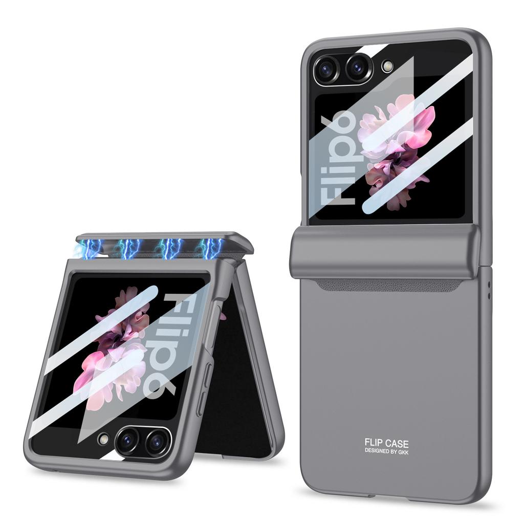 Samsung Folding Zflip6 Mobile Phone Case Anti Fall Magnetic Suction Folding Large Window Fashionable Matte All Inclusive Protective Case