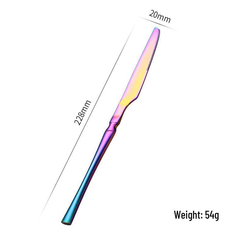 Gold 24-Piece Stainless Steel Cutlery Set: Elegant Steak Knife, Fork, and Spoon for Western Cuisine.