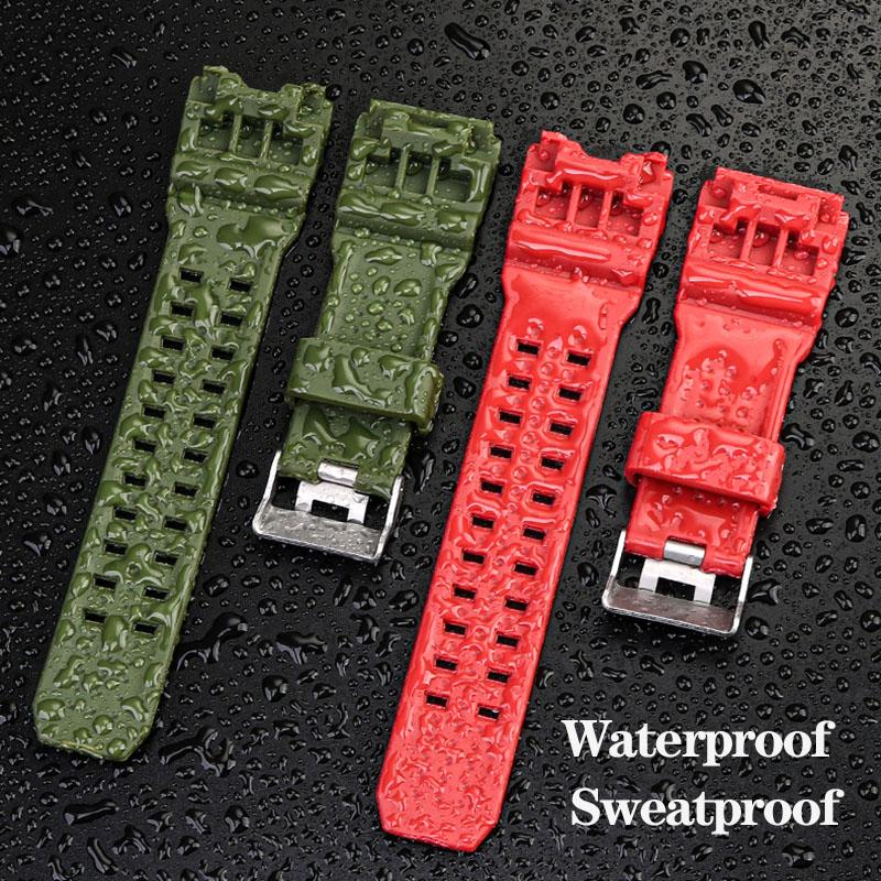 Resin Silikon Klokkereim For Casio Big Mud King GWG-1000GB Svart Gull G-SHOCK GWG-1000 Serie Gummireim med Verktøy Armbånd