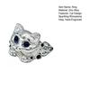 Finger Ring Adjustable Fit Hand-Engraved Kitten Silhouette Ring with Sparkling Rhinestones Polished Alloy Finish Finger Band