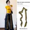 Ziyu Retro American Silk Scarf & Leather Belt with Waist Chain - Women's High-End Jeans Accessory 2025
