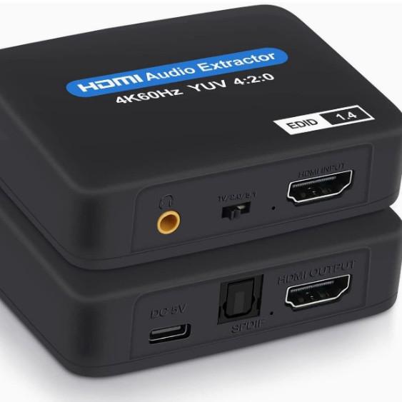 HDMI 2.0 Audio Splitter with SPDIF/3.5mm Optical Output, 4K Converter Adapter