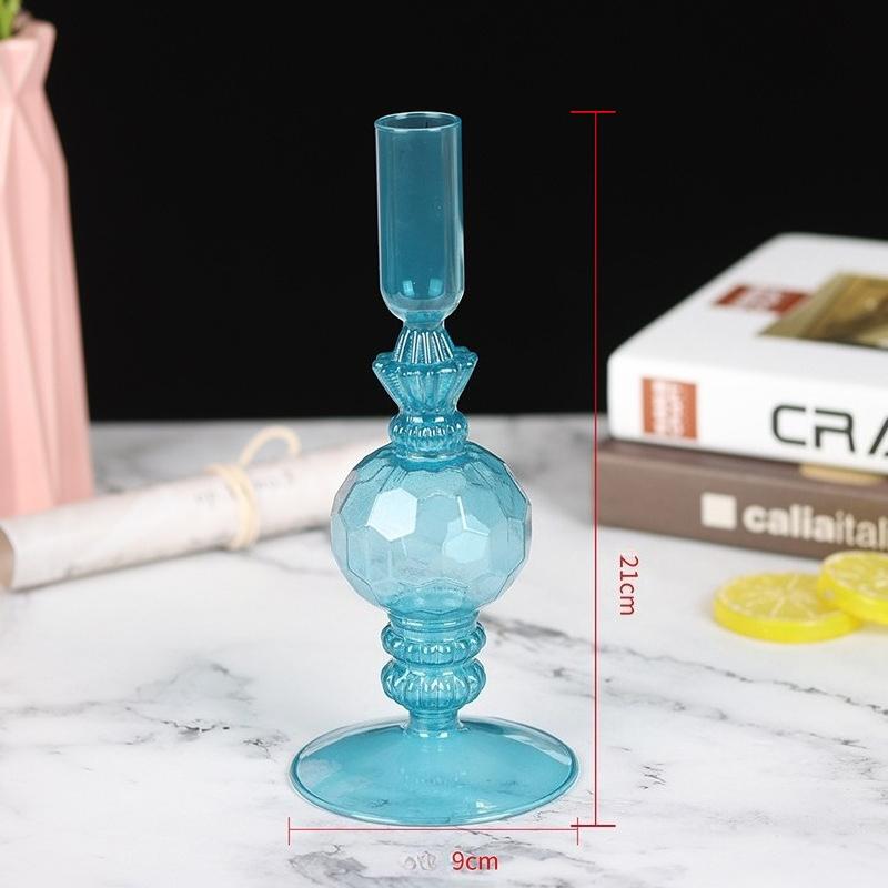 Bougeoir en Verre Européen Rétro Créatif Décoration de Maison Simple Bougeoir en Verre Coloré Convient pour les Mariages Décoration de Table