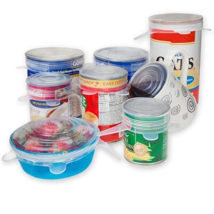 Couvercles Silicone pour bols Cups Couvercle Food Set de 6 Couvercle Étirable Food Saver Wrap_CF * 2607