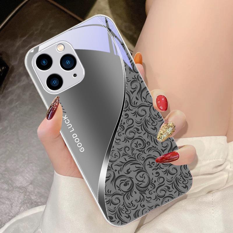 Muster Farbverlauf Schwarz Lila Für IPhone 16 Pro Max 15 Pro 14 13 12 Mini 11 XS Max XR 7 8 Plus SE 2022 Gehärtetes Glas Handyhülle