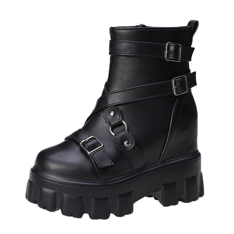 Spring, Autumn and Winter New Versatile Thick-soled Women's Belt Buckle Personalized Short Boots Martin Boots Women