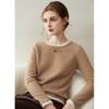 Women's 100% Cashmere Slimming Round Neck Color Block Two-Piece Look Knit Sweater