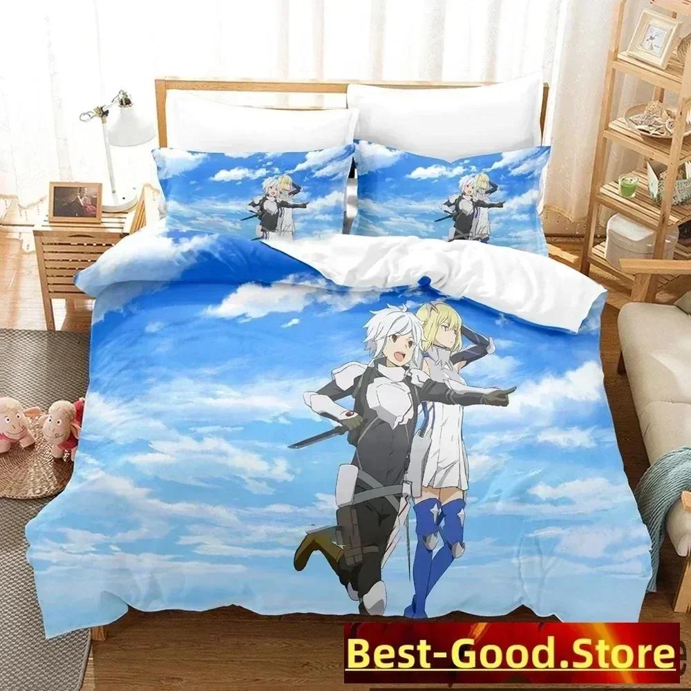 3D-print Danmachi Anime Hestia Sängkläder Set Tryckt Sängkläder Set Med Örngott Säng Påslakan Mjuk Queen King Size Sängkläder Hem