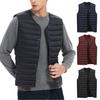 Men Winter Vest Solid Color Padded Sleeveless Single-breasted Cardigan Warm V Neck Windproof Winter Waistcoat for Trip