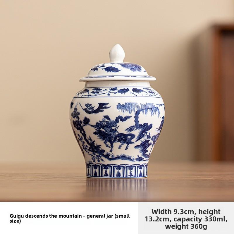 Creative Blue and White Porcelain Tea Canister Moisture-Proof Sealed Storage Jar Artistic Floral Ceramic Jar Storage Container